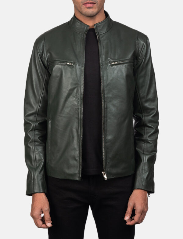 LE-Ionic Green Leather Biker Jacket