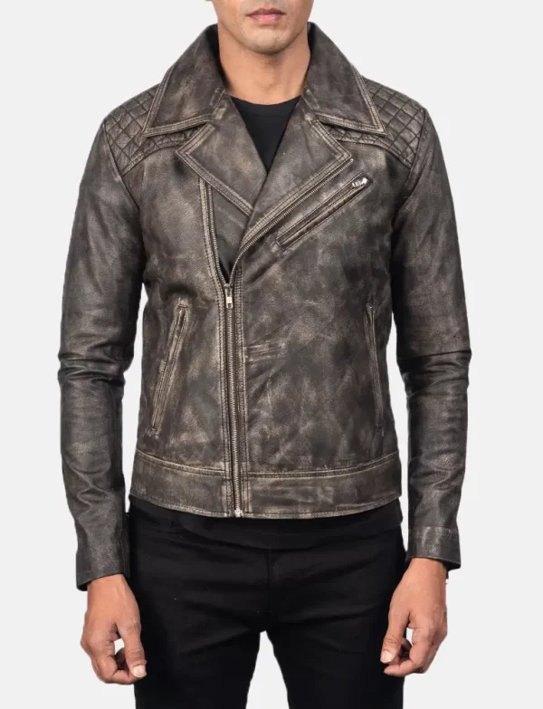 LE-Danny Quilted Brown Leather Biker Jacket