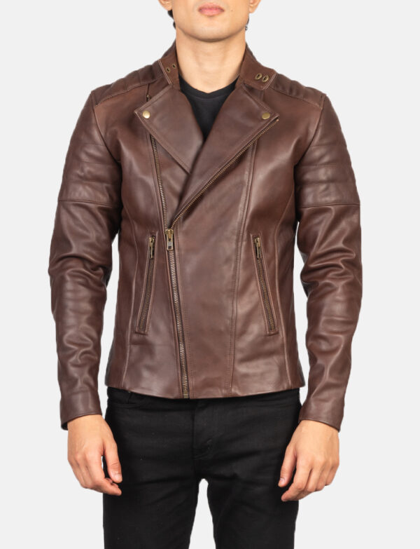 LE-Faisor Brown Leather Biker Jacket