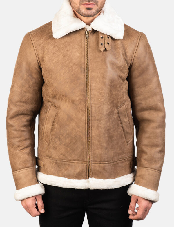 LE-Francis Distressed Brown Leather Bomber Jacket