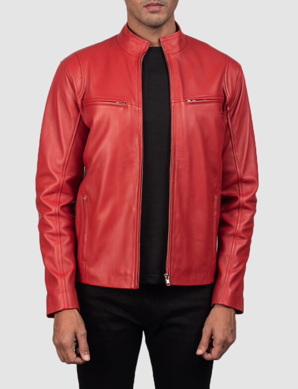 LE-Ionic Red Leather Biker Jacket