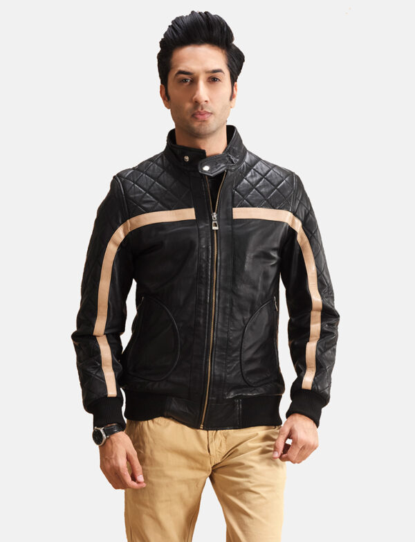 LE-Danson Black Leather Bomber Jacket
