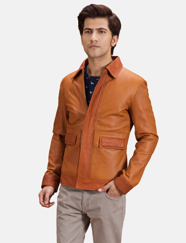 LE-Hubert Tan Brown Leather Jacket