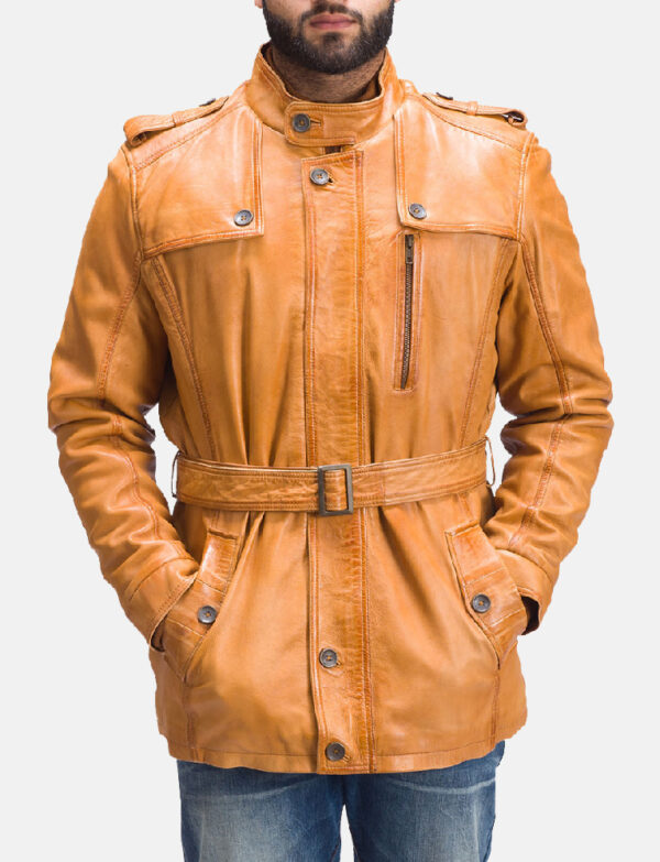 LE-Hunter Tan Brown Fur Leather Jacket