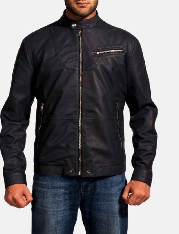 LE-Moonblue Leather Biker Jacket