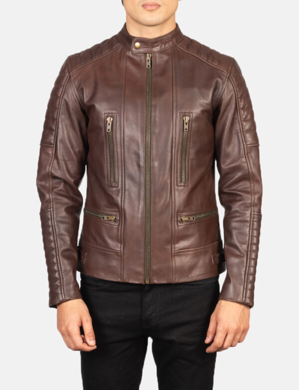 LE-Damian Brown Leather Biker Jacket