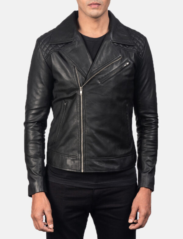 LE-Danny Quilted Black Leather Biker Jacket
