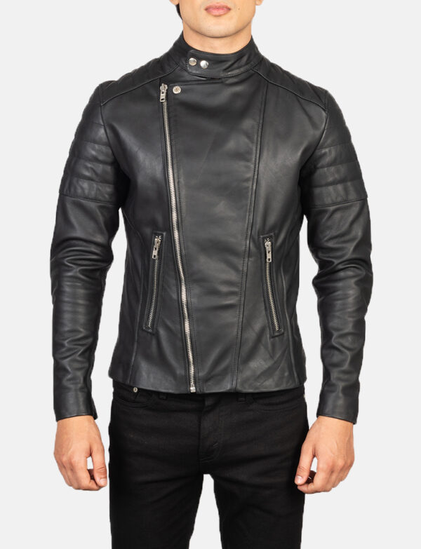 LE-Faisor Black Leather Biker Jacket