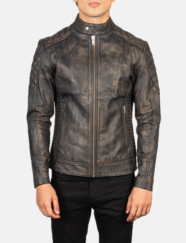 LE-Fernando Quilted Distressed Brown Leather Biker Jacket