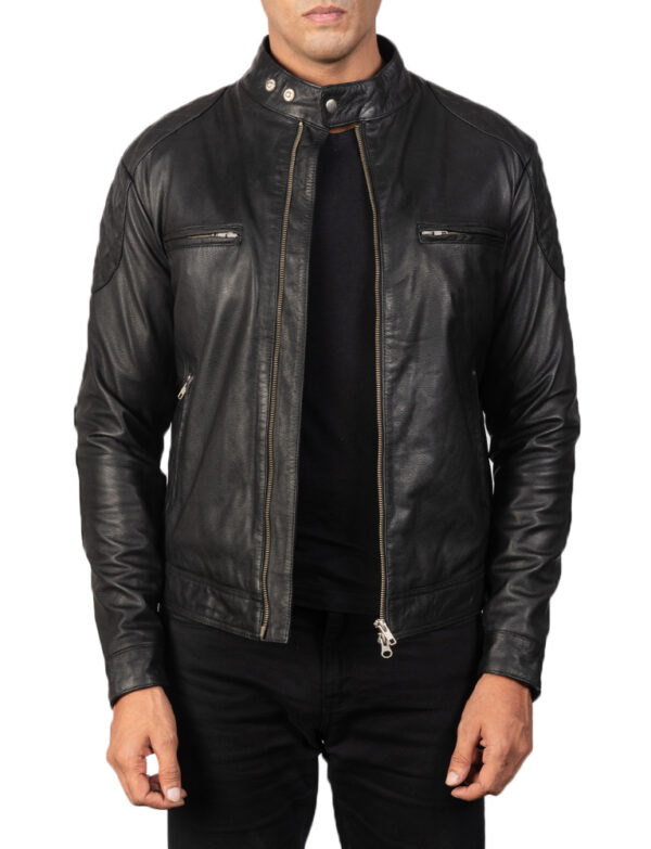 LE-Gatsby Black Leather Biker Jacket