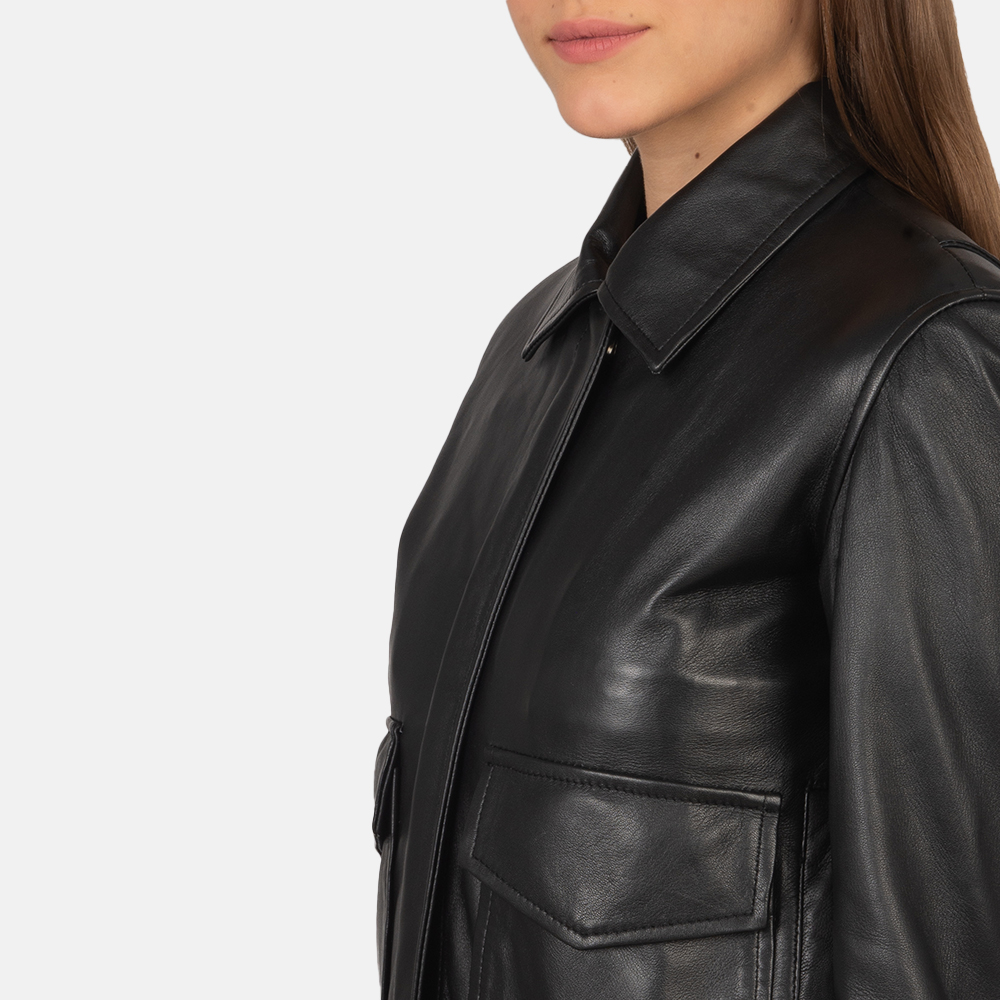 LE-Westa Black Leather Bomber Jacket - Leathers Expert